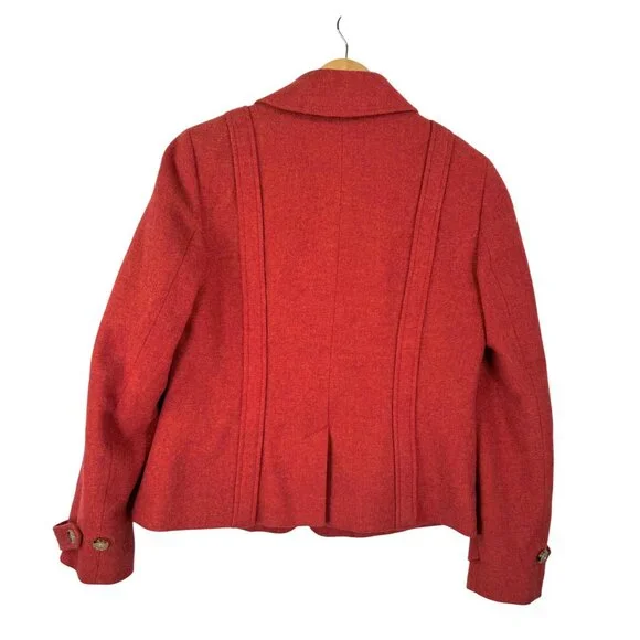 Talbots Wool blend classic button blazer orange 90s preppy sz 10 - Picture 3 of 5